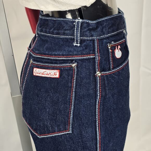 Gloria Vanderbilt Denim - Vintage 70s Gloria Vanderbilt by Murjani Iconic Red White Stitch Dark Wash Jeans